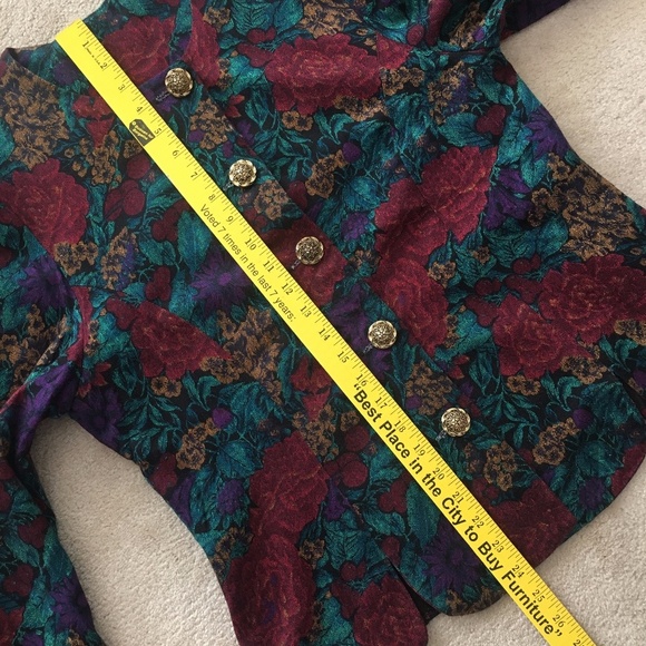 🪴 Vintage Floral Print Herringbone Button Up Top - Picture 11 of 15